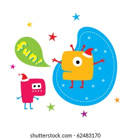 cute monster christmas holiday
