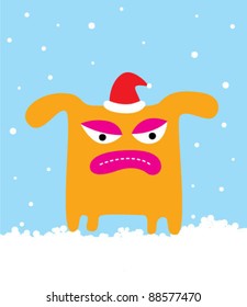 cute monster in christmas holiday