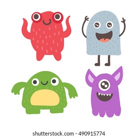 Cute monster color character funny design element