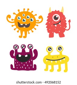 Cute monster color character funny design element
