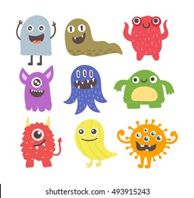 Cute monster color character funny design element