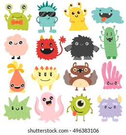Cute monster color character funny design element