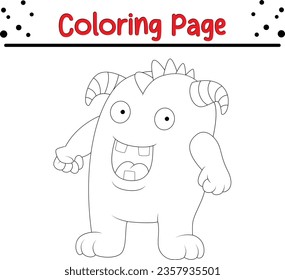 Cute Monster coloring page for children, Happy animal coloring book.