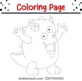 Cute Monster coloring page for children, Happy animal coloring book.