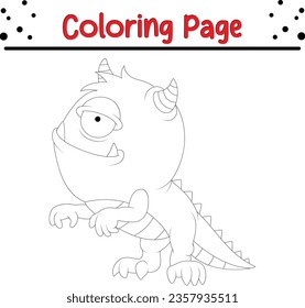 Cute Monster coloring page for children, Happy animal coloring book.