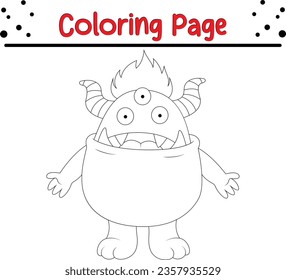 Cute Monster coloring page for children, Happy animal coloring book.