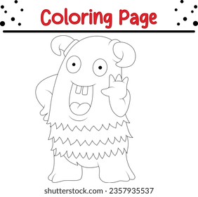 Cute Monster coloring page for children, Happy animal coloring book.