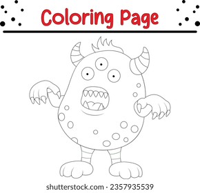 Cute Monster coloring page for children, Happy animal coloring book.