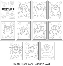 Vorlagendesign für Cute Monster-Farbseiten 