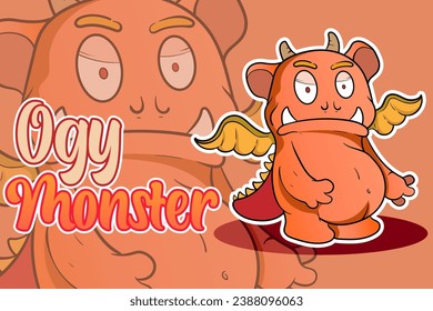 Cute Monster Comic halloween joyful monster characters kids cartoon character design for poster, baby products logo and packaging design.