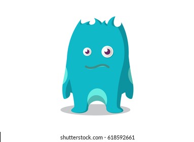 Cute Monster Confused. Vector Illustration. Isolated on white background.