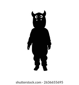 Cute monster costume child halloween silhouette.