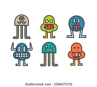 cute monster and demon characters set illustration