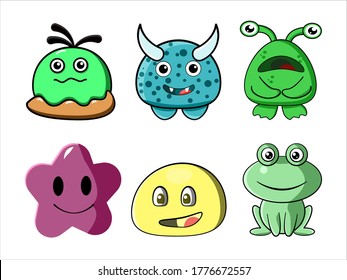 Cute monster design illustration set fit for kids book. kids product etc.