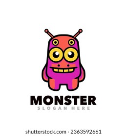 Cute monster design logo template