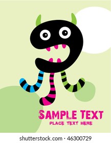 cute monster doodle greeting card