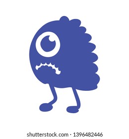 cute monster doodle icon vector