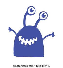 cute monster doodle icon vector