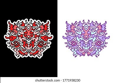Cute monster doodle illustration for poster, sticker, or apparel merchandise.With vaporwave/synthwave style, aesthetics of 80s.
