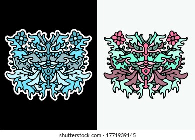 Cute monster doodle illustration for poster, sticker, or apparel merchandise.With vaporwave/synthwave style, aesthetics of 80s.