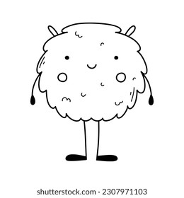 Cute monster in doodle style. Linear baby monster. Coloring book for children. Vector illustration. Isolated mascot.