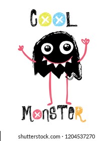cute monster drawn as vector for kids fashion