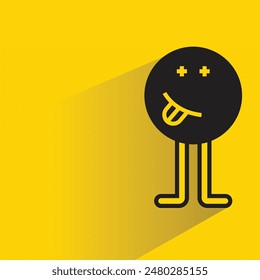 cute monster with drop shadow on yellow background