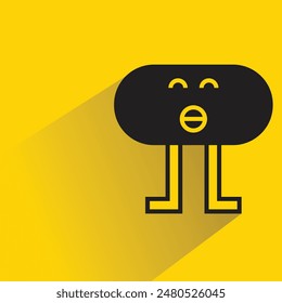 cute monster with drop shadow on yellow background