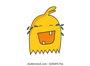 Cute Monster Emoji crying. Vector illustration. Isolated on white background.