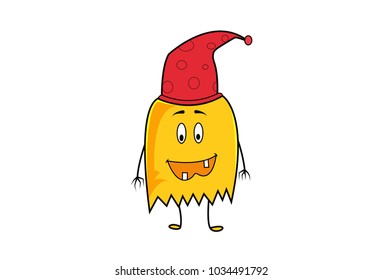 Cute Monster Emoji Happy. Vector illustration. Isolated on white background.