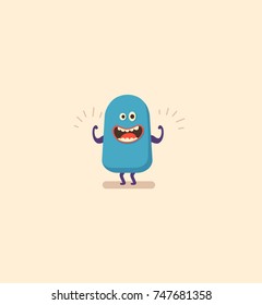 cute monster. emotion. funny. happy. winner. strongman. character design. retro