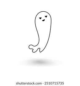 monstro bonito com emoções férias de outono halloween espírito assustador voando esboço fantasma cartaz ou banner vetor ilustração