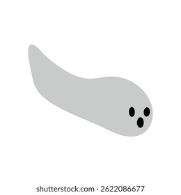 cute monster with emotions autumn holiday halloween spooky spirit flying ghost poster or banner vector illustration