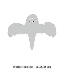 cute monster with emotions autumn holiday halloween spooky spirit flying ghost poster or banner vector illustration