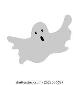 cute monster with emotions autumn holiday halloween spooky spirit flying ghost poster or banner vector illustration