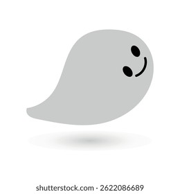 cute monster with emotions autumn holiday halloween spooky spirit flying ghost poster or banner vector illustration