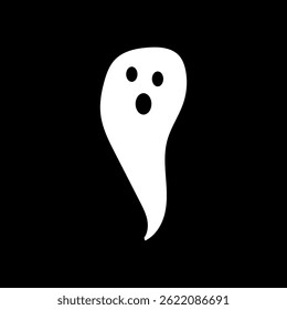 cute monster with emotions autumn holiday halloween spooky spirit flying ghost poster or banner vector illustration