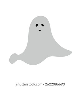 cute monster with emotions autumn holiday halloween spooky spirit flying ghost poster or banner vector illustration