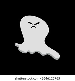 cute monster with emotions autumn holiday halloween spooky spirit flying ghost poster or banner vector illustration