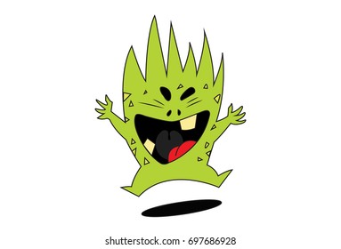 Cute Monster Excited. Vector Illustration. Isolated on white background.