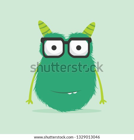 Cute monster with eyeglasses. Vector illustration art.
