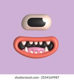 Cute Monster with face expression. Funny character. Inflated, plasticine, clay cartoon 3D style. Hand drawn modern Vector illustration. Isolated design element. Square print, sticker, logo template