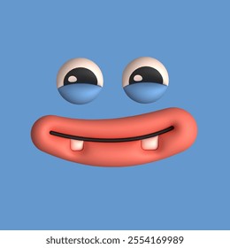 Cute Monster with face expression. Funny character. Inflated, plasticine, clay cartoon 3D style. Hand drawn modern Vector illustration. Isolated design element. Square print, sticker, logo template