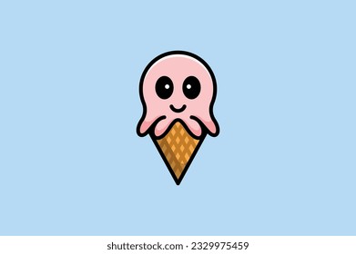süßes Monster-Gesicht-Eis-Vektordesign-Vorlage