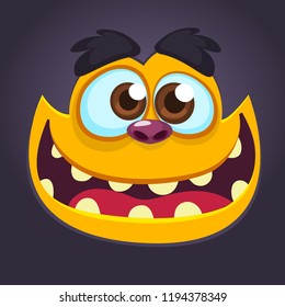 Cute monster face. Square avatar. Vector stock.