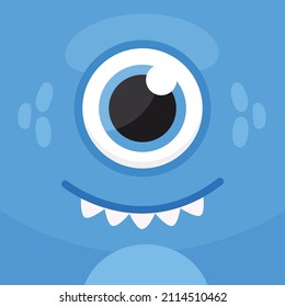 Cute monster face, vector illustration.