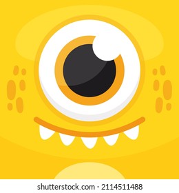 Cute monster face, vector illustration.