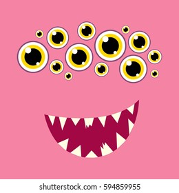 Cute monster face. Vector illustration.