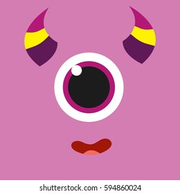 Cute monster face. Vector illustration.