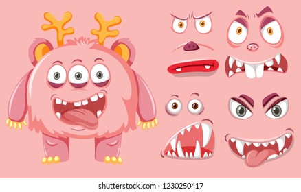 A cute monster facial express illustration